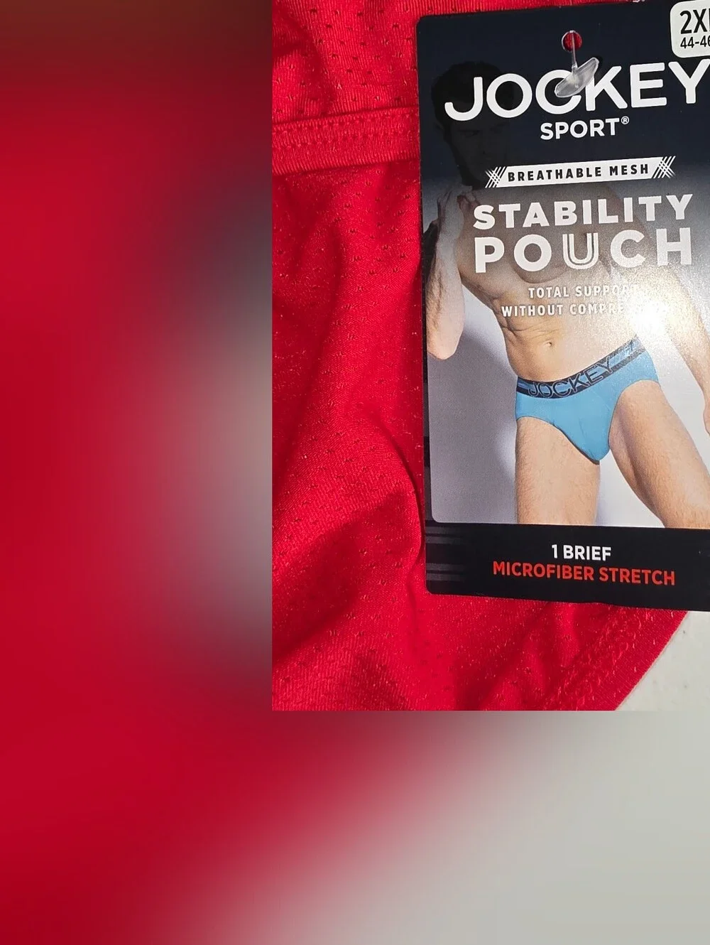 Jockey Sport Red Microfiber Brief with Stability Pouch XXL (44-46) Paisley Red
